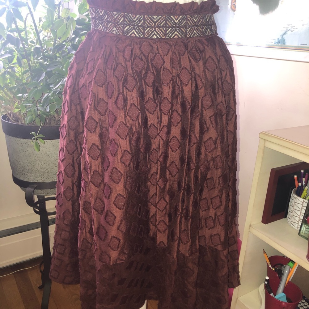 Anthropologie Garnet Red Midi Skirt